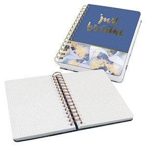SIGEL Notizbuch mit Spirale Jolie® ca. DIN A5 punktkariert, blau/gold Hardcover 240 Seiten, 1 St.