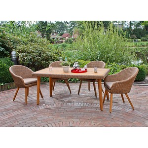 Garden Pleasure Sitzgruppe Carson taupe, braun Kunststoff, Holz, 9-teilig