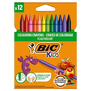 BIC Kids Plastidecor Wachsmalstifte farbsortiert, 12 St.