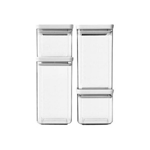 brabantia Vorratsdosen-Set 10,5/20,0 cm hoch transparent, grau 2x 0,7/2x 1,6 l, 1 Set