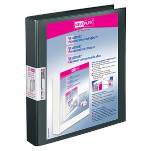 10 VELOFLEX VELODUR® Präsentationsringbücher 2-Ringe schwarz 4,0 cm DIN A4