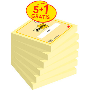 5 + 1 GRATIS: Post-it® Notes 654 Haftnotizen gelb 5 Blöcke + GRATIS 1 Blöcke