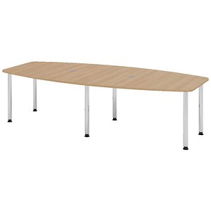 HAMMERBACHER Konferenztisch KT28C eiche Tonnenform, Rundrohr chrom, 280,0 x 85,0/130,0 x 72,0 - 74,0 cm