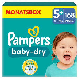 Pampers® Windeln baby-dry™ Monatsbox Größe Gr.5 (12-17 kg) für Babys und Kleinkinder (4-18 Monate), 168 St.