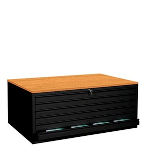 LÜLLMANN Planschrank buche, tiefschwarz 6 Schubladen 140,5 x 95,5 x 60,5 cm