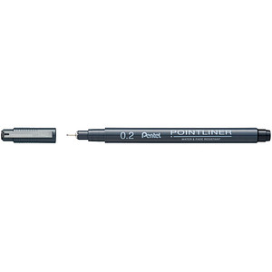 Pentel Pointliner Fineliner schwarz 0,2 mm, 1 St.