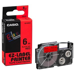 CASIO Schriftband XR-6RD XR-6RD1, 6 mm, schwarz auf rot, 1 St.