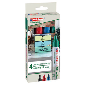 edding 22 EcoLine Permanentmarker farbsortiert 1,0 - 5,0 mm, 4 St.