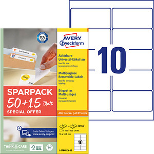 AVERY Zweckform Etiketten weiß 96,0 x 50,8 mm, 65 Blatt