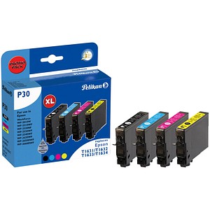 4 Pelikan P30 schwarz, cyan, magenta, gelb Tintenpatronen ersetzen EPSON 16XL / T1636 4 Pelikan P30 schwarz, cyan, magenta, gelb Tintenpatronen ersetzen EPSON 16XL / T1636
