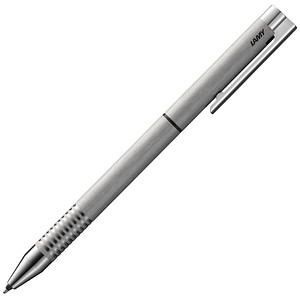 LAMY Kugelschreiber logo twin pen Multifunktionsstift silber brushed, Schreibfarbe: schwarz, 1 St.