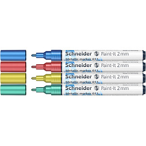 Schneider 011 Lackmarker farbsortiert 2,0 mm, 4 Set