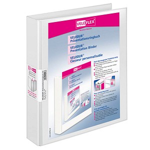 10 VELOFLEX VELODUR® Präsentationsringbücher 2-Ringe weiß 4,6 cm DIN A4