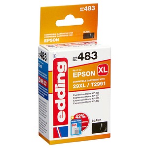 edding EDD-483 schwarz Tintenpatrone ersetzt EPSON 29XL / T2991XL edding EDD-483 schwarz Tintenpatrone ersetzt EPSON 29XL / T2991XL