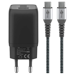 goobay Ladekabel mit Adapter schwarz 1,0 m, 65 Watt