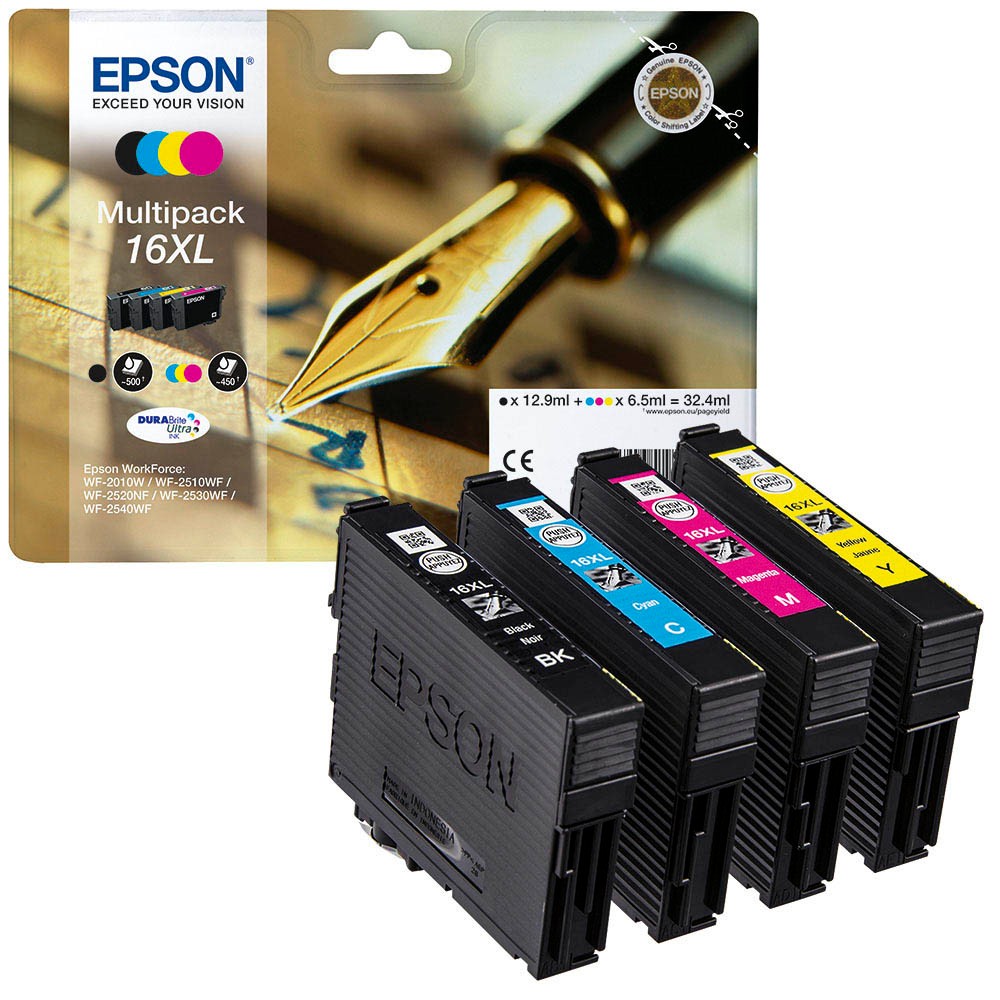 EPSON 16XL gelb schwarz, magenta, ++ T1636XL büroplus 4er-Set cyan, Druckerpatronen, 