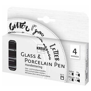 KREUL Handlettering Porzellanstifte schwarz 1,0 - 4,0 mm, 4 St.