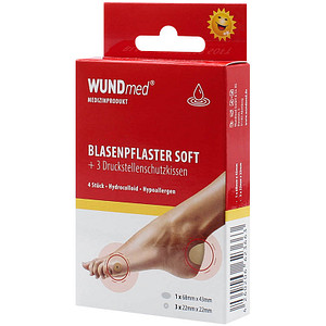 WUNDmed® Blasenpflaster SOFT & Druckstellenkissen transparent, 4 St.