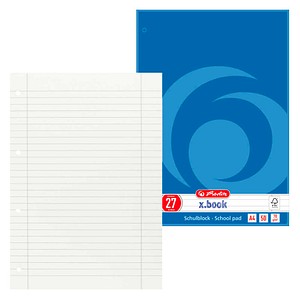 herlitz Schulheft x.book Lineatur 27 liniert DIN A4 mit Randlinie (innen und außen), 50 Blatt, 1 St.
