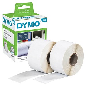 DYMO Etikettenrollen für Etikettendrucker S0722400 weiß, 89,0 x 36,0 mm, 2 x 260 Etiketten