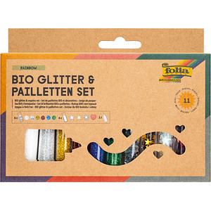 folia Bio Glitter & Pailletten-Set Glitzer farbsortiert