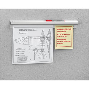 Catch-ball Infoboard Klemmleiste 50,0 cm silber selbstklebend, Wandmontage