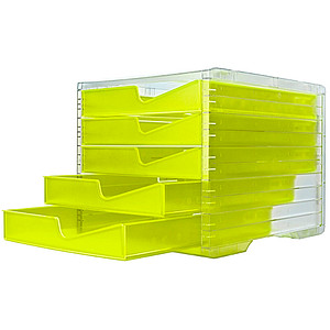 styro Schubladenbox styroswingbox NEONline  neon-gelb 275-8430.2164, DIN C4 mit 5 Schubladen