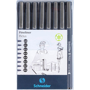 Schneider Pictus Fineliner-Set schwarz, 8 St.