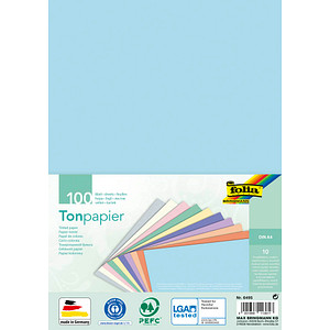 folia Tonpapier Pastell farbsortiert 130 g/qm 100 Blatt