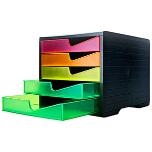 styro Schubladenbox styroswingbox NEONline neon multi-color DIN C4 mit 5 Schubladen