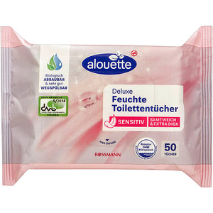 alouette Feuchtes Toilettenpapier Sensitiv Deluxe 1-lagig, 50 Tücher