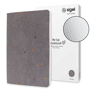 SIGEL Notizbuch RE-UP DIN A5 kariert, dunkelgrau Softcover 100 Seiten, 1 St.