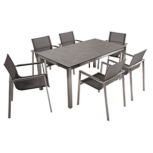 Garden Pleasure Sitzgruppe Sienna grau, silber Kunststoff, Metall, 7-teilig