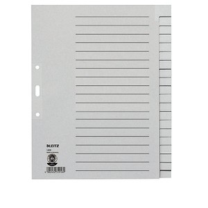 5 LEITZ Ordnerregister 1220 DIN A4 Vollformat, Überbreite blanko grau 20-teilig 5 LEITZ Ordnerregister 1220 DIN A4 Vollformat, Überbreite blanko grau 20-teilig