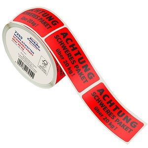 AVERY Zweckform Warnetiketten rot »ACHTUNG SCHWERES PAKET über 20 kg!« 100,0 x 50,0 mm, 1 Etiketten