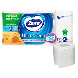 Zewa Toilettenpapier Ultra Clean 4-lagig, 8 Rollen