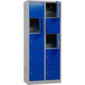 Gürkan Schließfachschrank lichtgrau, enzianblau 106956, 10 Schließfächer 80,0 x 45,0 x 190,0 cm