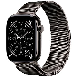 Apple Watch Series 11 46 mm Titan (GPS+Cellular) Milanaise Armband M/L  grau, schiefer
