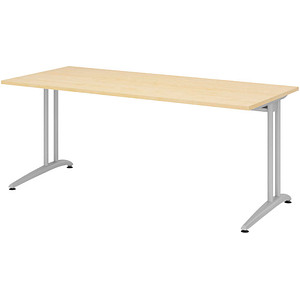 HAMMERBACHER Altus Schreibtisch ahorn rechteckig, C-Fuß-Gestell silber 180,0 x 80,0 cm