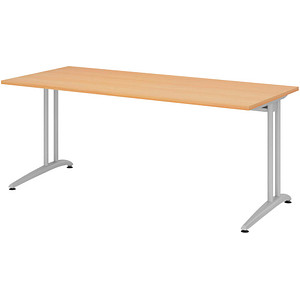 HAMMERBACHER Altus Schreibtisch buche rechteckig, C-Fuß-Gestell silber 180,0 x 80,0 cm