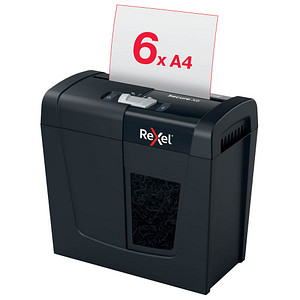Rexel Secure X6 Aktenvernichter mit Partikelschnitt P-4, 4 x 40 mm, bis 6 Blatt, schwarz
