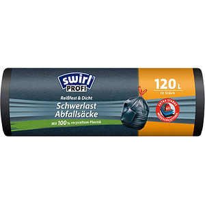 swirl® Schwerlastsäcke PROFI 4639 120,0 l schwarz, 12 St.