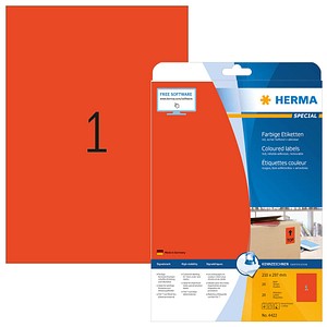 HERMA Etiketten 4422 rot 210,0 x 297,0 mm, 20 Blatt