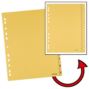 Trennblätter DIN A4 0-9 gelb, 250 g/qm, 100 St.