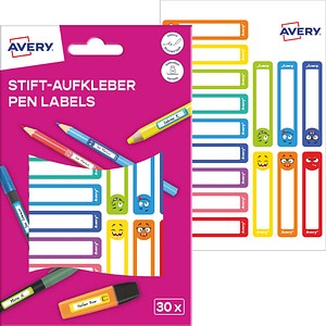 AVERY Zweckform Stiftetiketten Gesichter, farblich sortiert 50,0 x 10,0 mm, 30 Etiketten