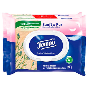 Tempo Feuchtes Toilettenpapier Sanft & Pur Duo-Pack 1-lagig, 2x 42 Tücher