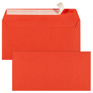 tecno Briefumschläge colors DIN lang+ ohne Fenster korallenrot haftklebend 25 St.