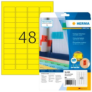 HERMA Etiketten 4366 gelb 45,7 x 21,2 mm, 20 Blatt