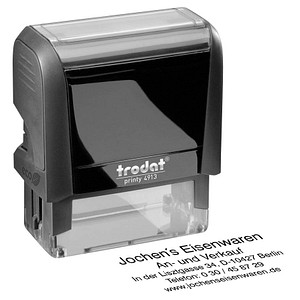 trodat Textstempel, individualisierbar printy 4913 selbstfärbend schwarz ohne Logo