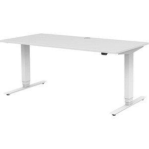 röhr direct.office elektrisch höhenverstellbarer Schreibtisch weiß  rechteckig, T-Fuß-Gestell weiß 160,0 x 70,0 cm ++ büroplus